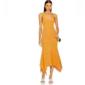 NWT A.L.C. Designer Crochet Knit Midi Dress Emeline Bosc Orange Small RETAIL$650